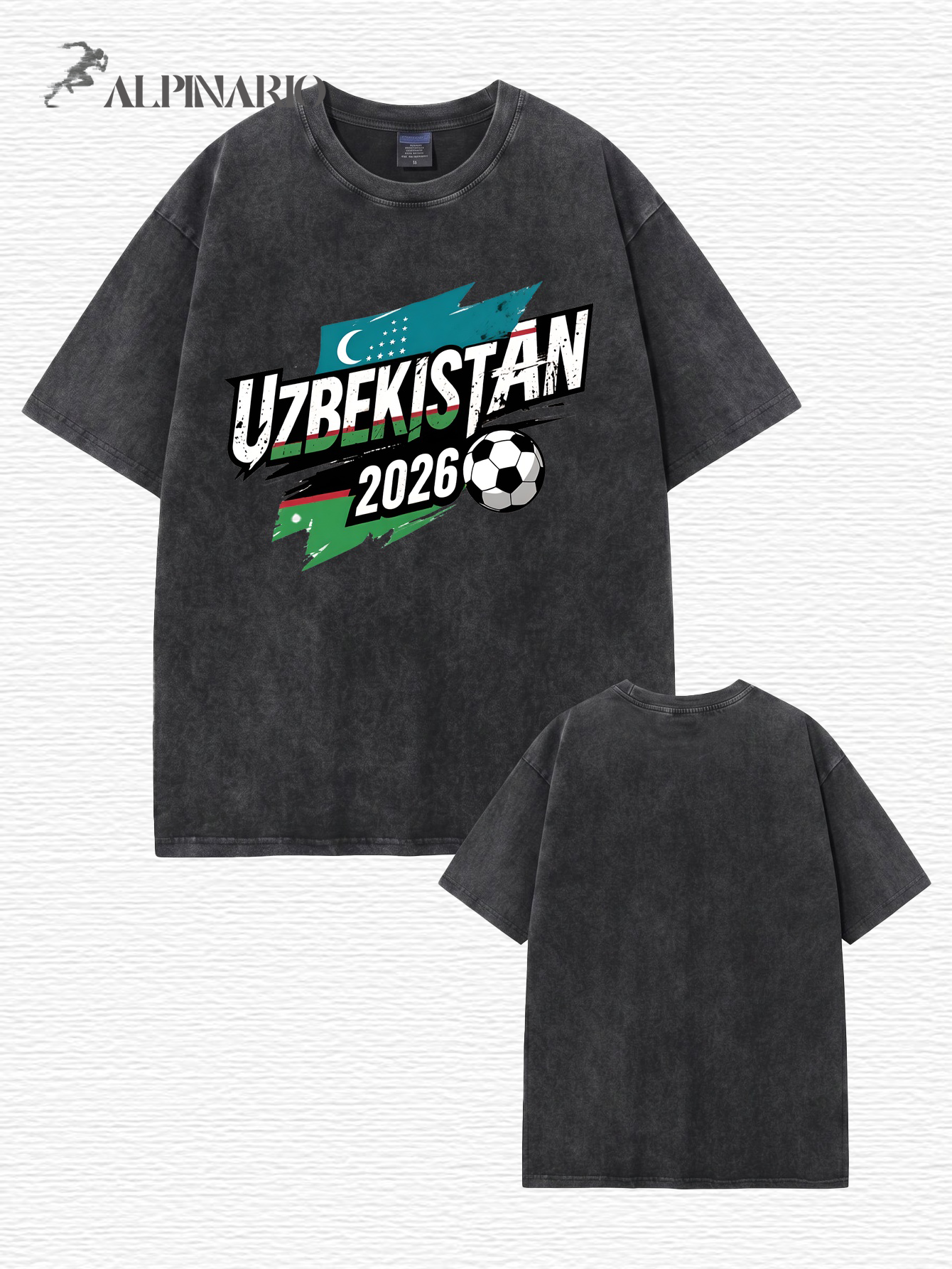 Uzbekistan 2026 Soccer Vintage Washed Cotton Graphic T-Shirt