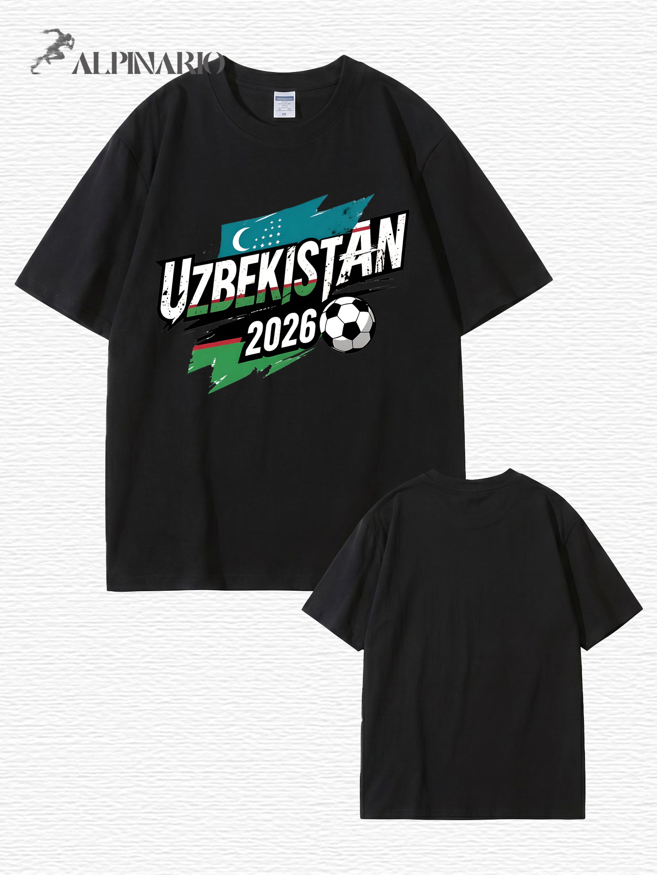 Uzbekistan 2026 Soccer Flag Graphic Print Men's Cotton T-Shirt