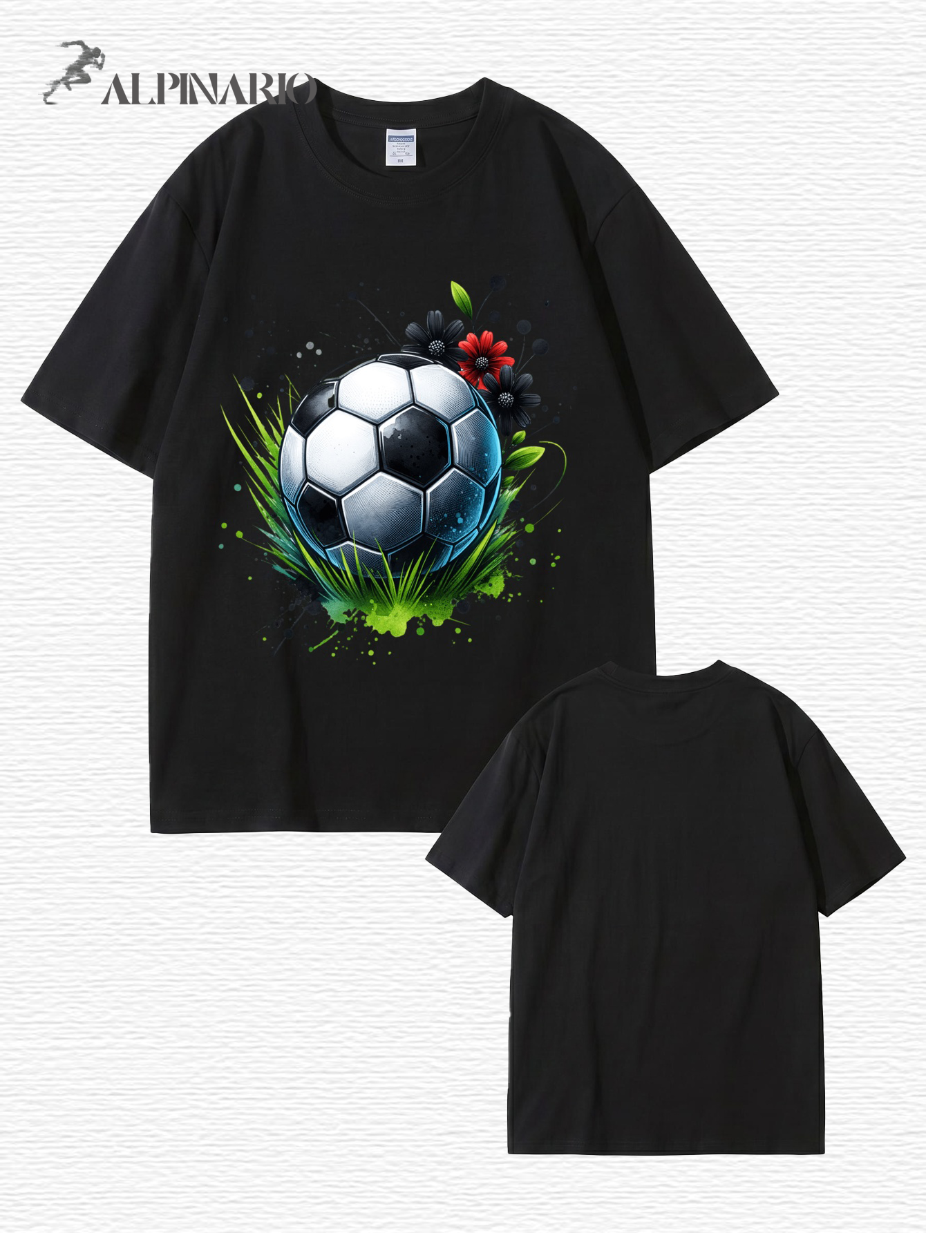 Soccer Ball Floral Art Print Graphic T-Shirt - Premium Cotton Tee