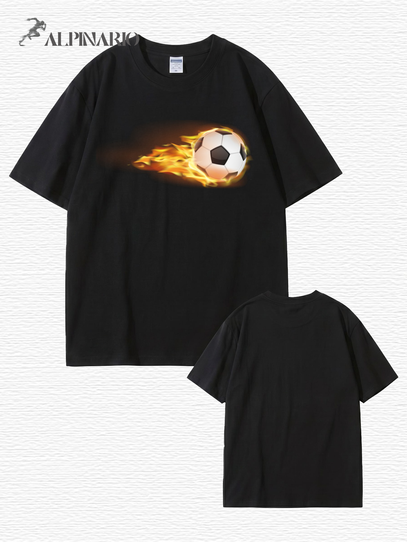 Flaming Soccer Ball Graphic Print Men's Casual Cotton T-Shirt