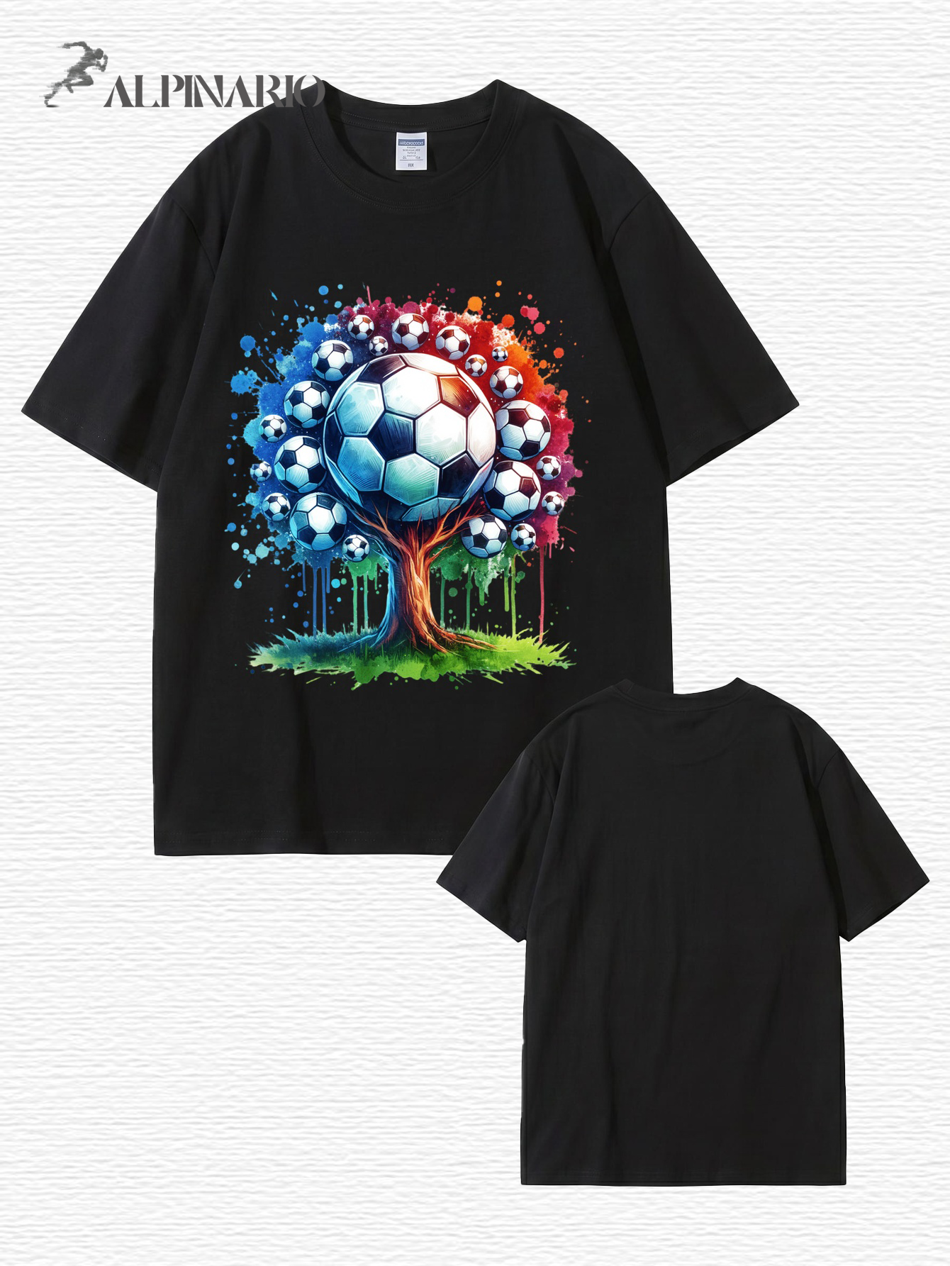 Soccer Ball Tree Graphic Print T-Shirt - Artistic Watercolor Sports Tee