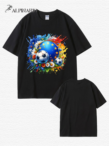 European Championship Floral Soccer Ball Graphic T-Shirt