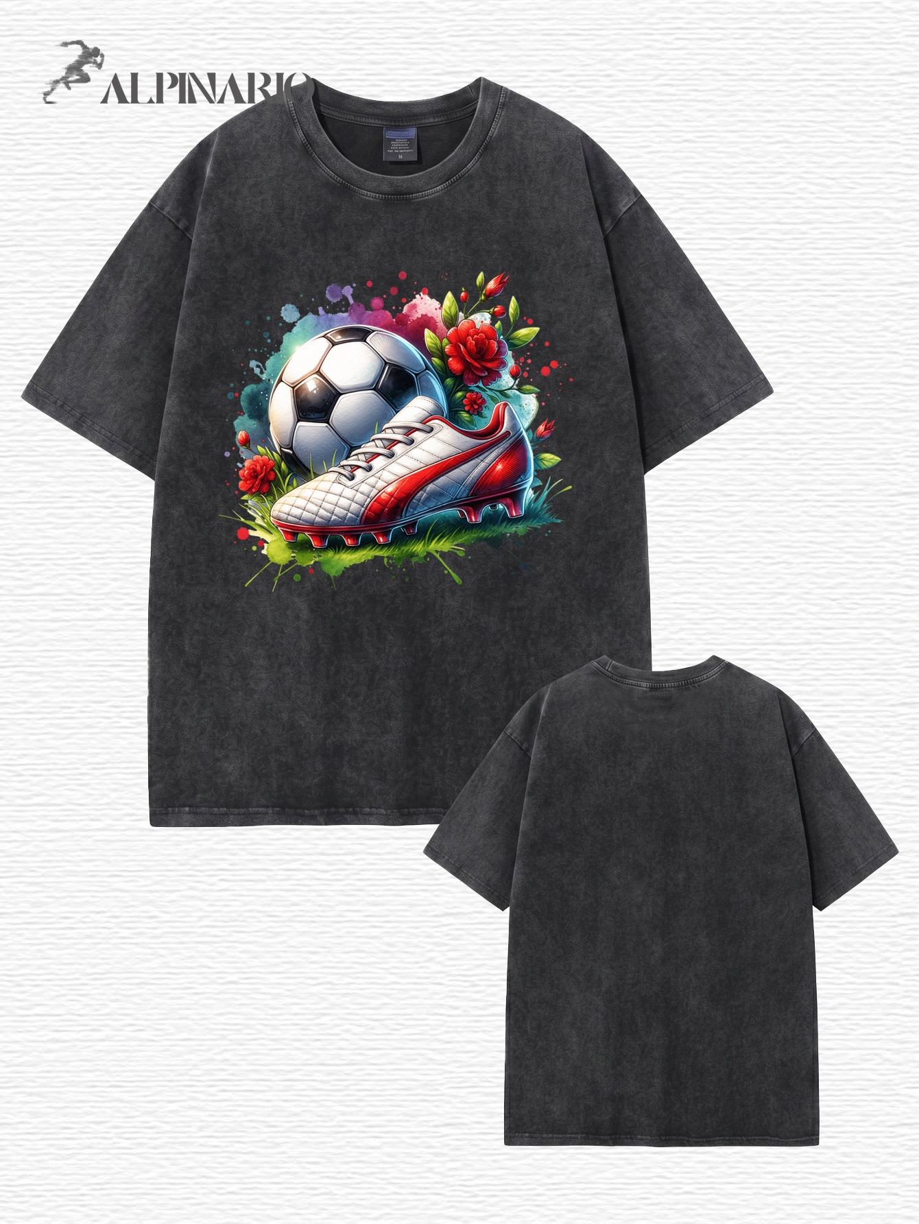 Vintage Washed Soccer Ball & Cleats Graphic T-Shirt