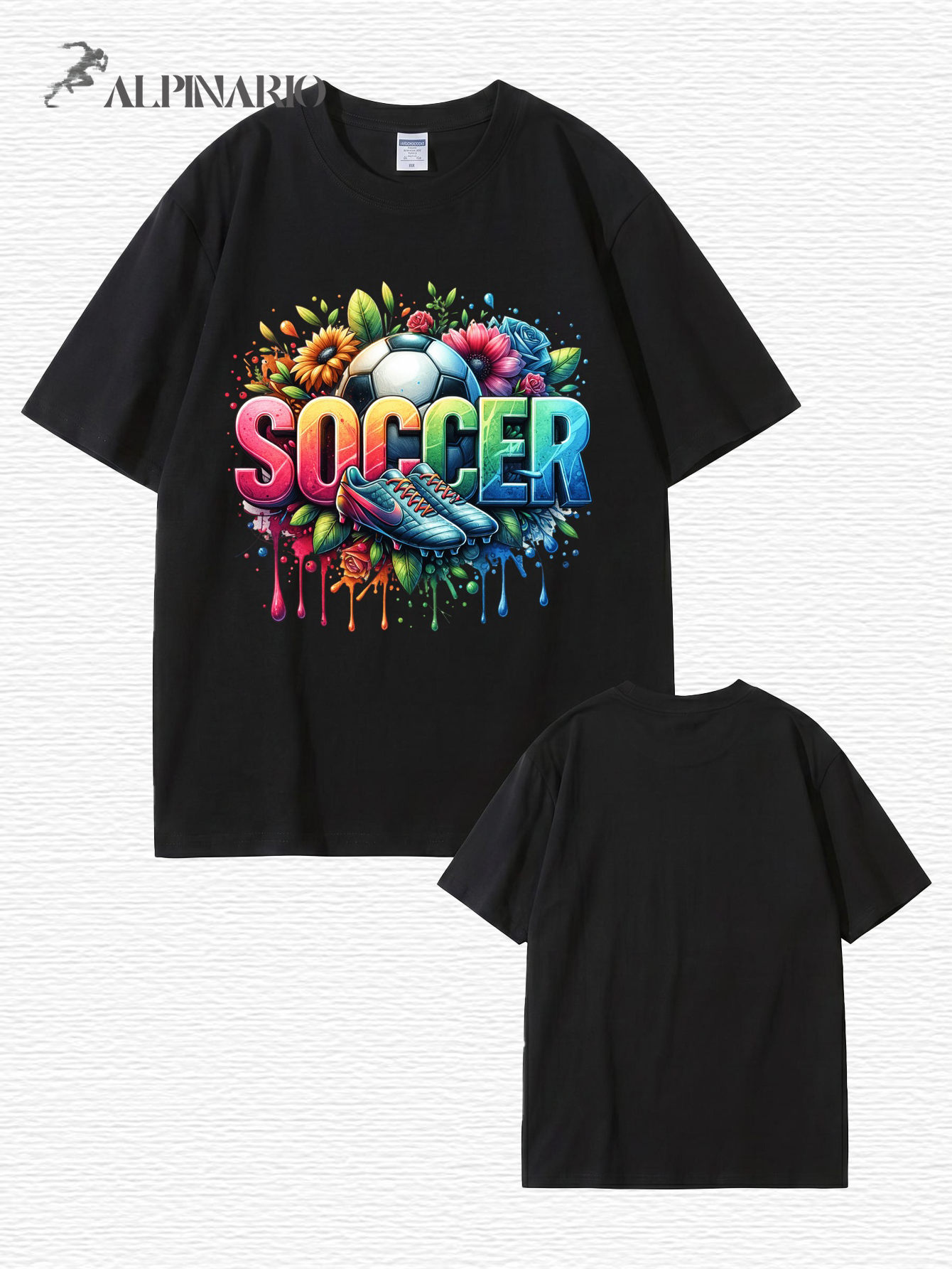 Colorful Floral Soccer Graphic Print T-Shirt - Premium Cotton Tee