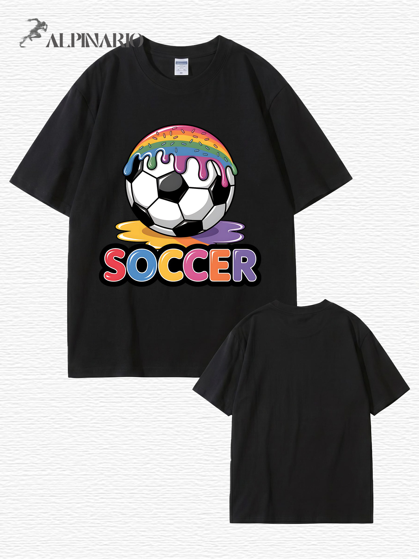 Unisex Rainbow Donut Drip Soccer Ball Graphic Cotton T-Shirt