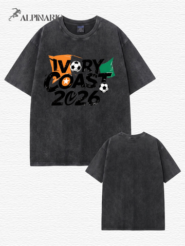 Ivory Coast 2026 Soccer Vintage Wash Cotton T-Shirt