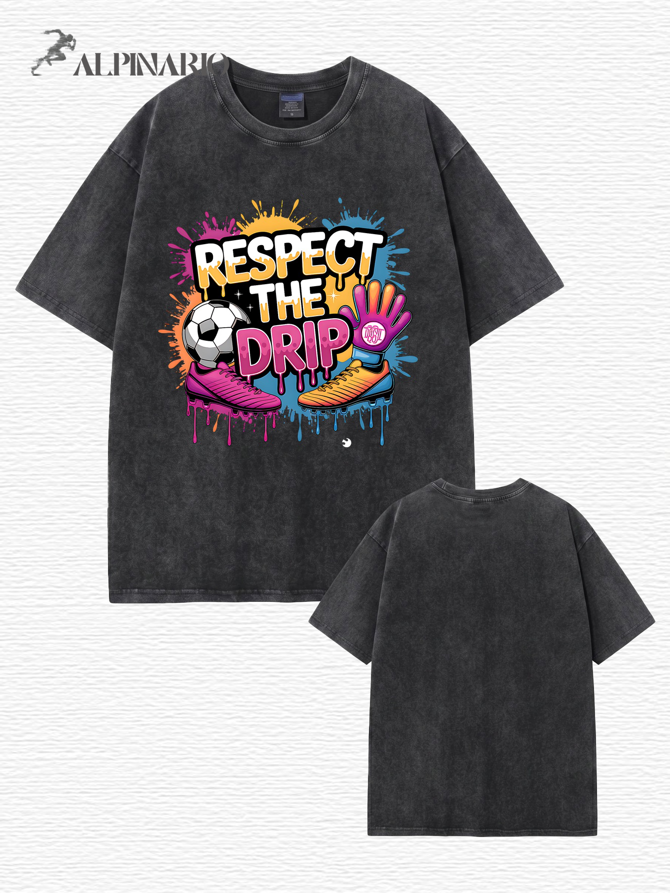 Respect The Drip Soccer Graphic Tee - Premium Heavyweight Washed Cotton