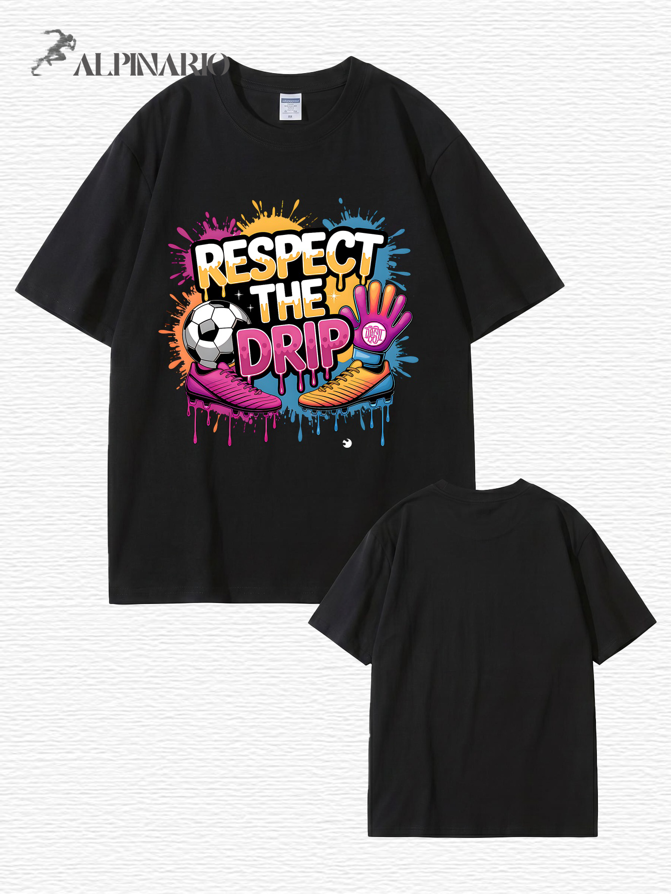 Respect The Drip Soccer Graphic Print 200gsm Heavyweight Cotton T-Shirt
