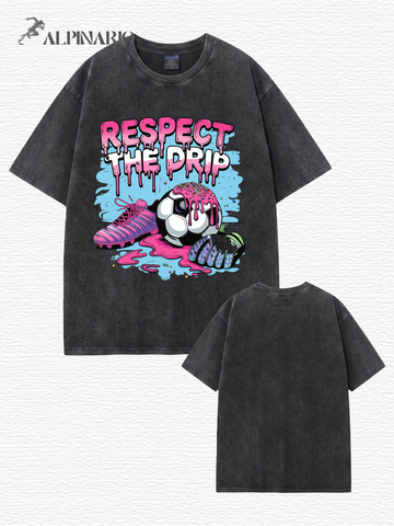 Respect The Drip Soccer Graphic Tee - Premium Vintage Washed Cotton