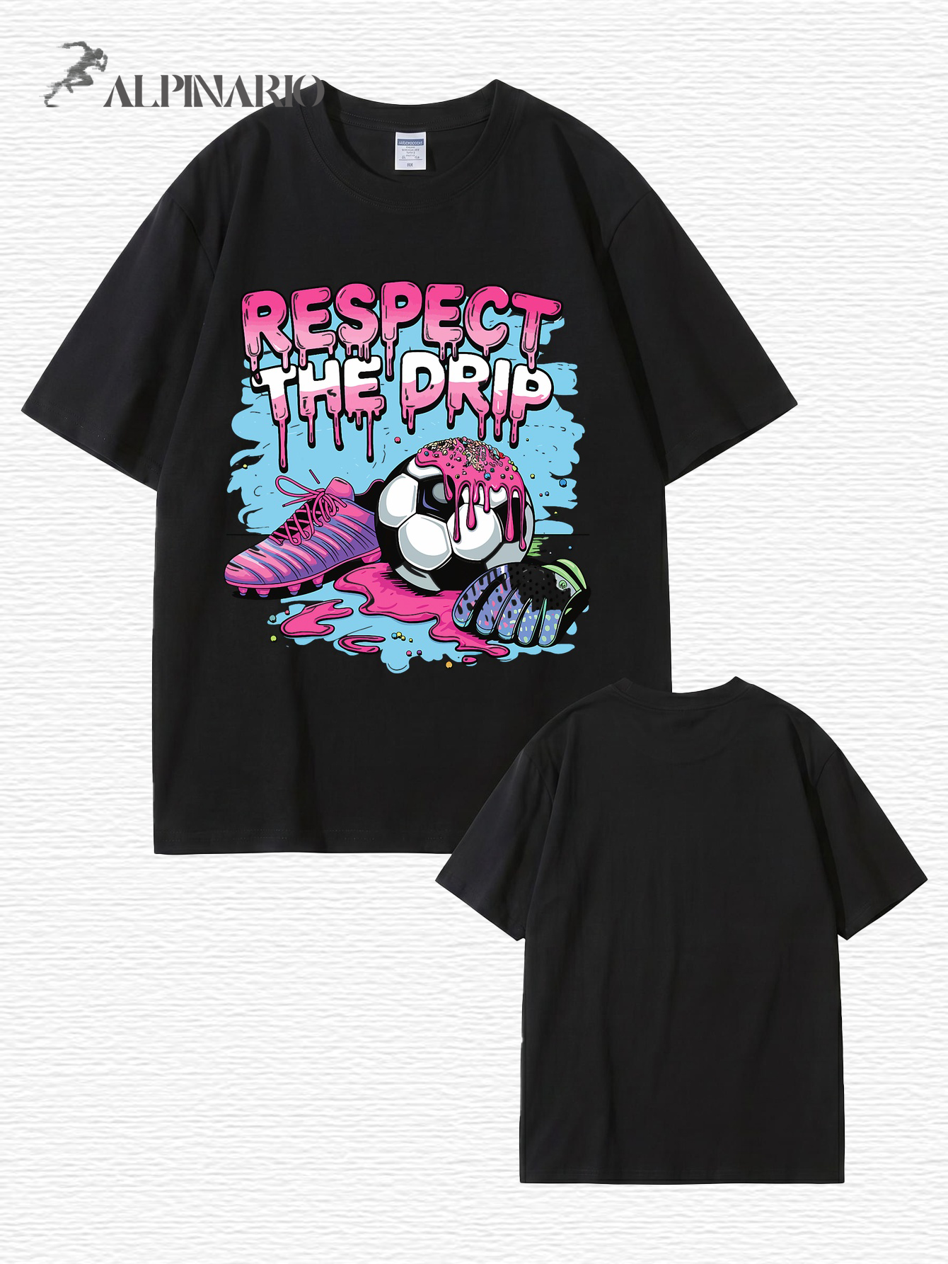 Respect The Drip Soccer Graphic Print Cotton T-Shirt