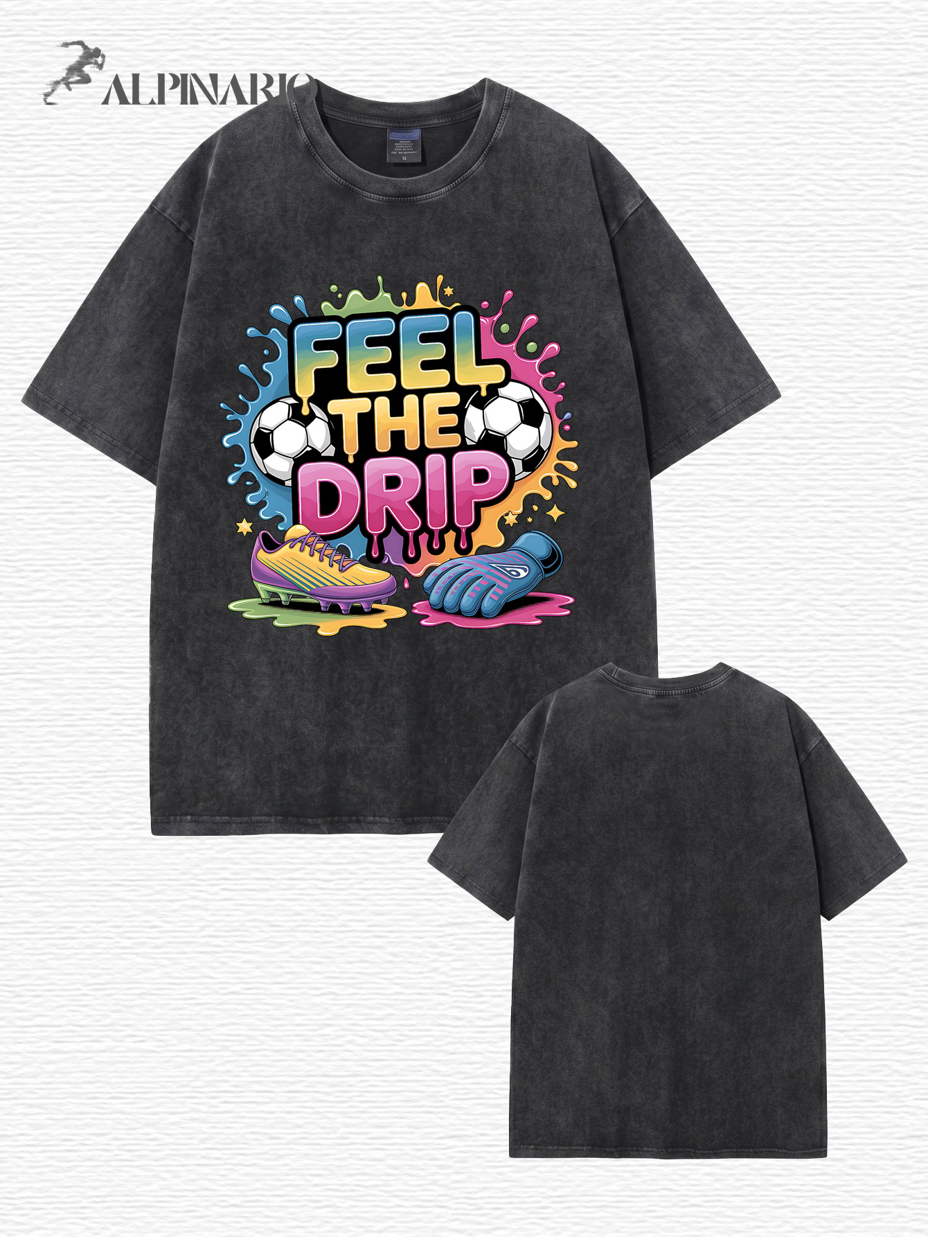 Vintage Washed Soccer 'Feel The Drip' Graphic T-Shirt