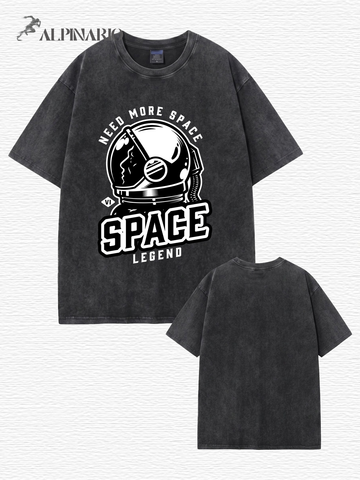 Need More Space Astronaut Graphic Vintage Washed Heavyweight Cotton T-Shirt