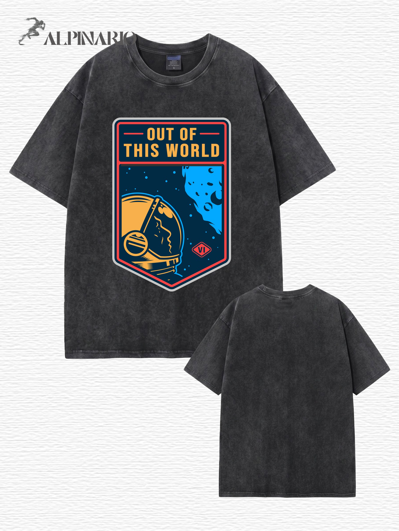 Out of This World Astronaut Graphic Vintage Washed Cotton T-Shirt
