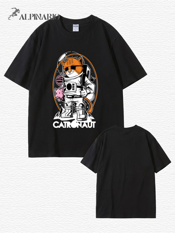 Catronaut Astronaut Cat Graphic T-Shirt - Funny Space Cat Print Tee