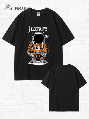 Jump Astronaut Basketball Graphic T-Shirt - Premium 200gsm Cotton