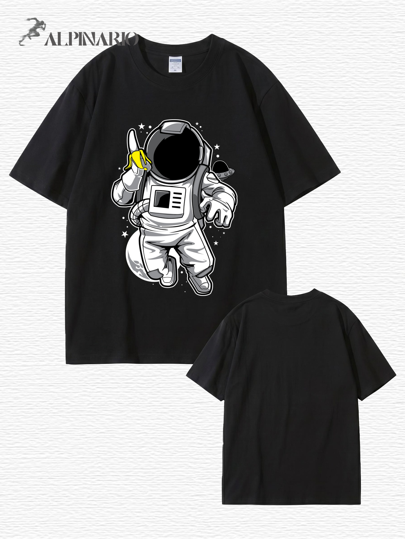 Astronaut Eating Banana Graphic T-Shirt - Cool Space Print Cotton Tee