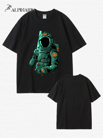 Astronaut Baseball Player Graphic T-Shirt - Premium 200gsm Cotton Tee