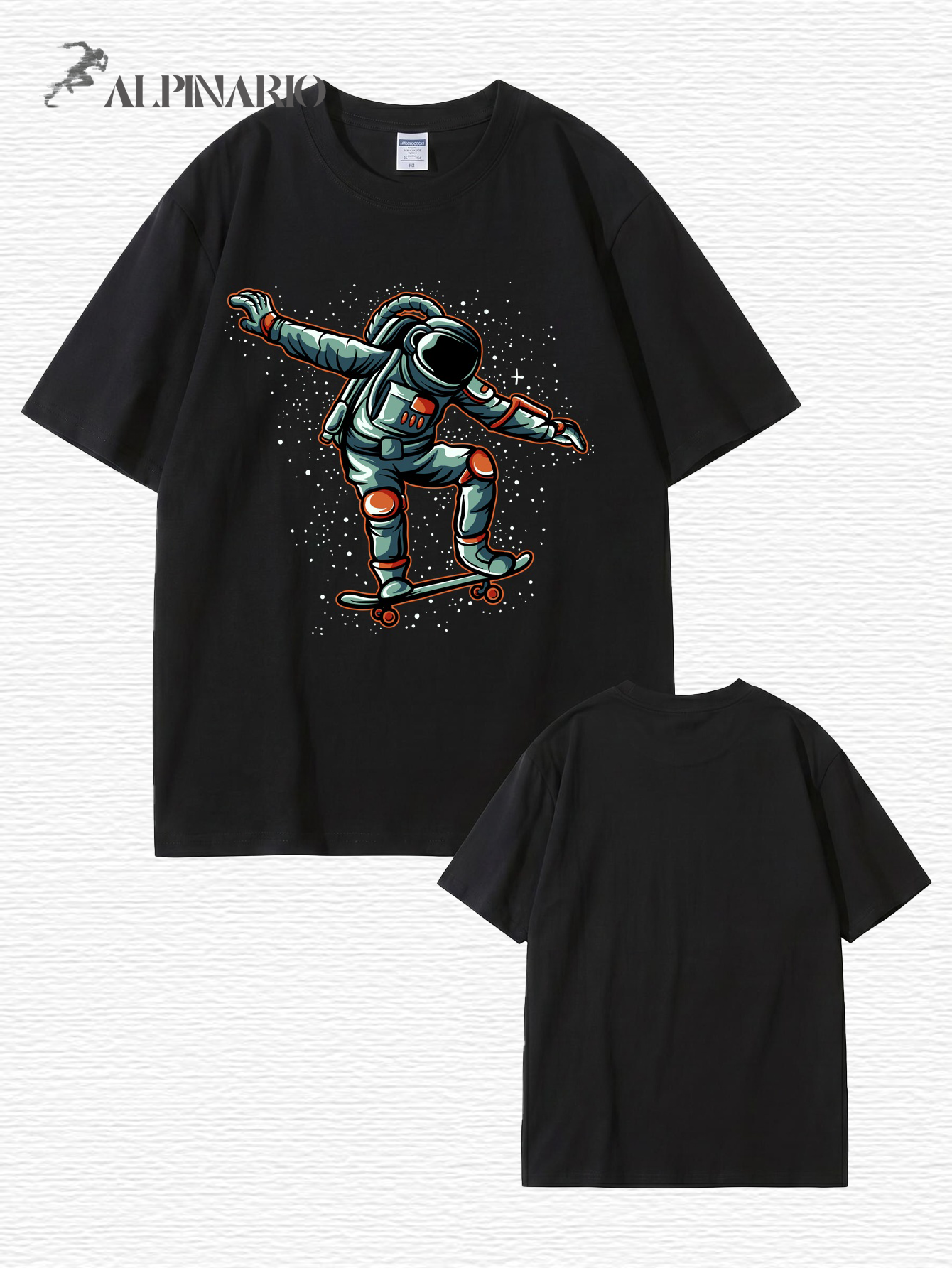Astronaut Skateboarder Graphic Print T-Shirt - Premium 200gsm Cotton Tee