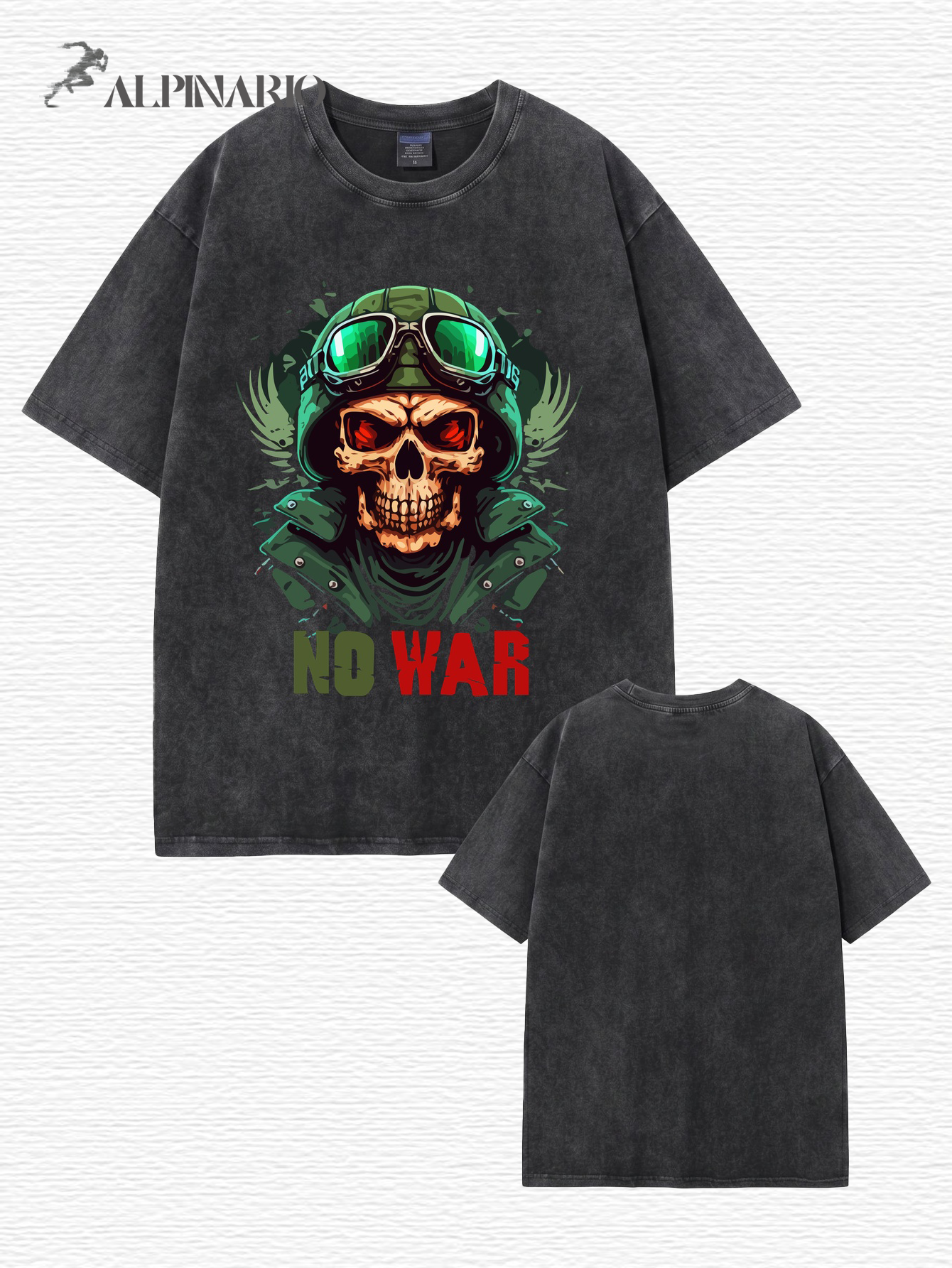 Vintage Washed No War Skull Graphic T-Shirt | Heavyweight 300gsm Cotton