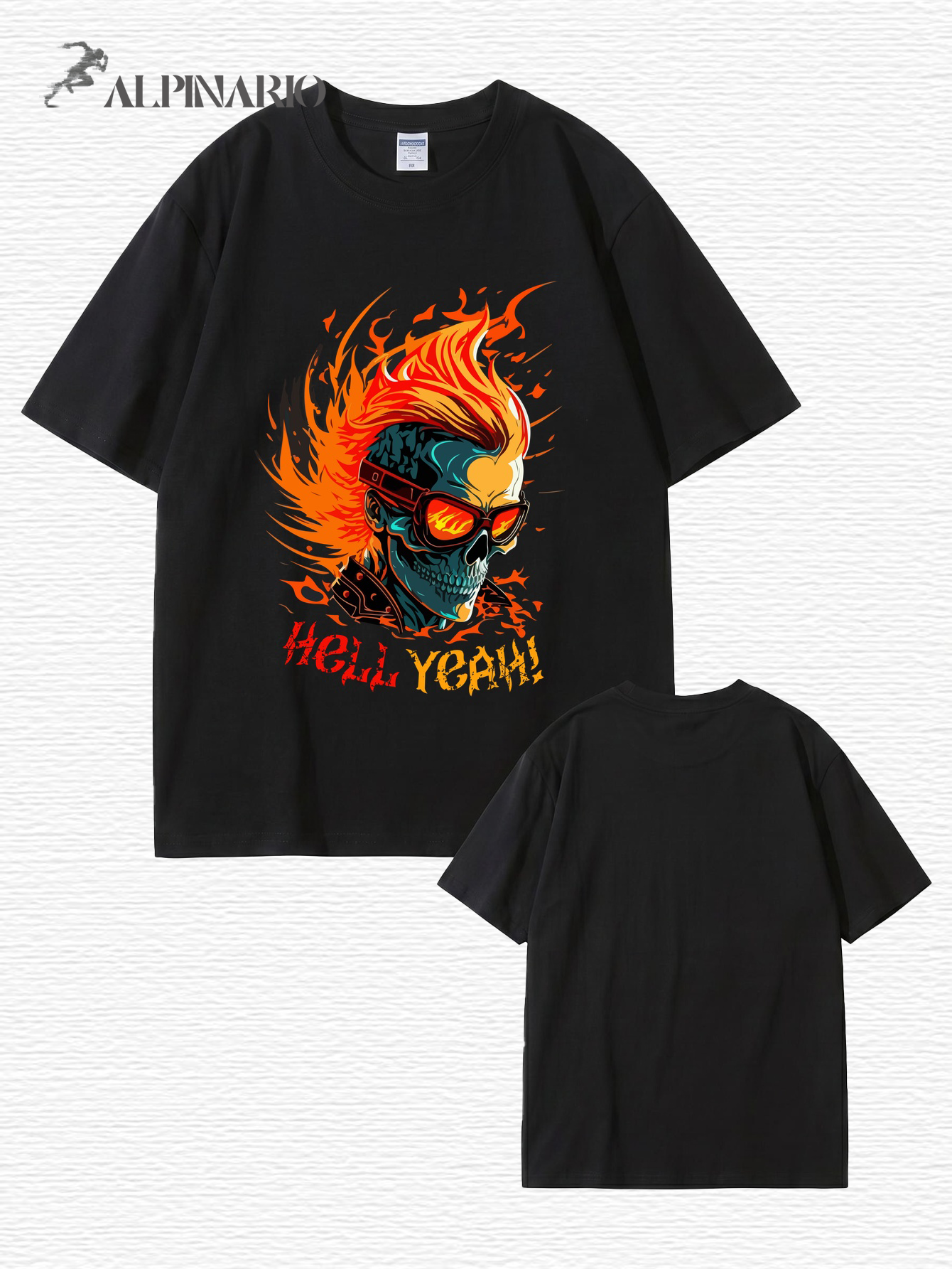 HELL YEAH Flaming Skull Graphic T-Shirt - Premium 200gsm Cotton Streetwear