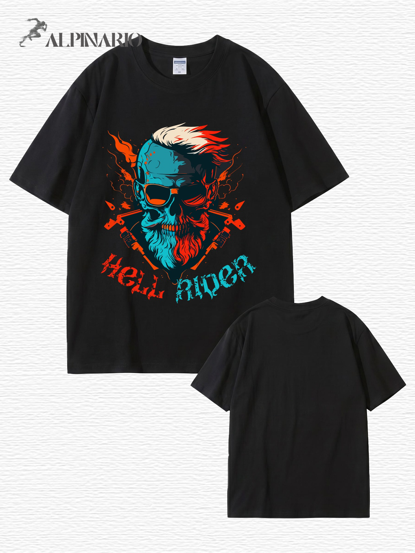 Hell Rider Skull Graphic Print Men's 200gsm Cotton T-Shirt