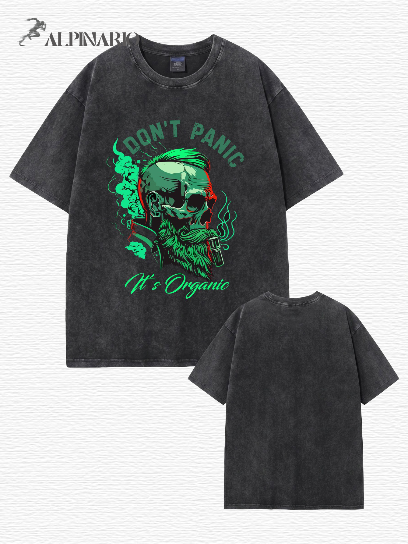 Don't Panic It's Organic Graphic Tee | Vintage Washed Heavyweight Cotton T-Shirt