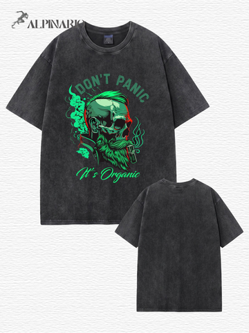 Don't Panic It's Organic Graphic Tee | Vintage Washed Heavyweight Cotton T-Shirt