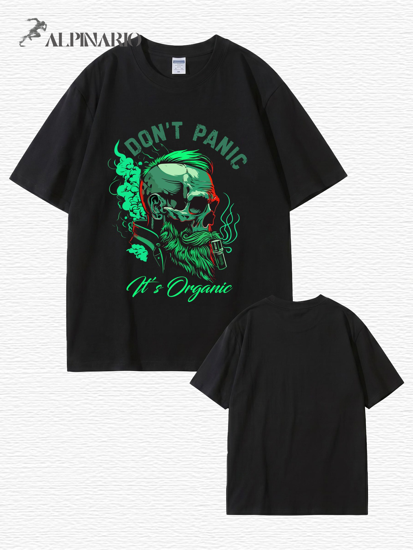 Don't Panic It's Organic Skull Graphic Print Men's 200gsm Cotton T-Shirt