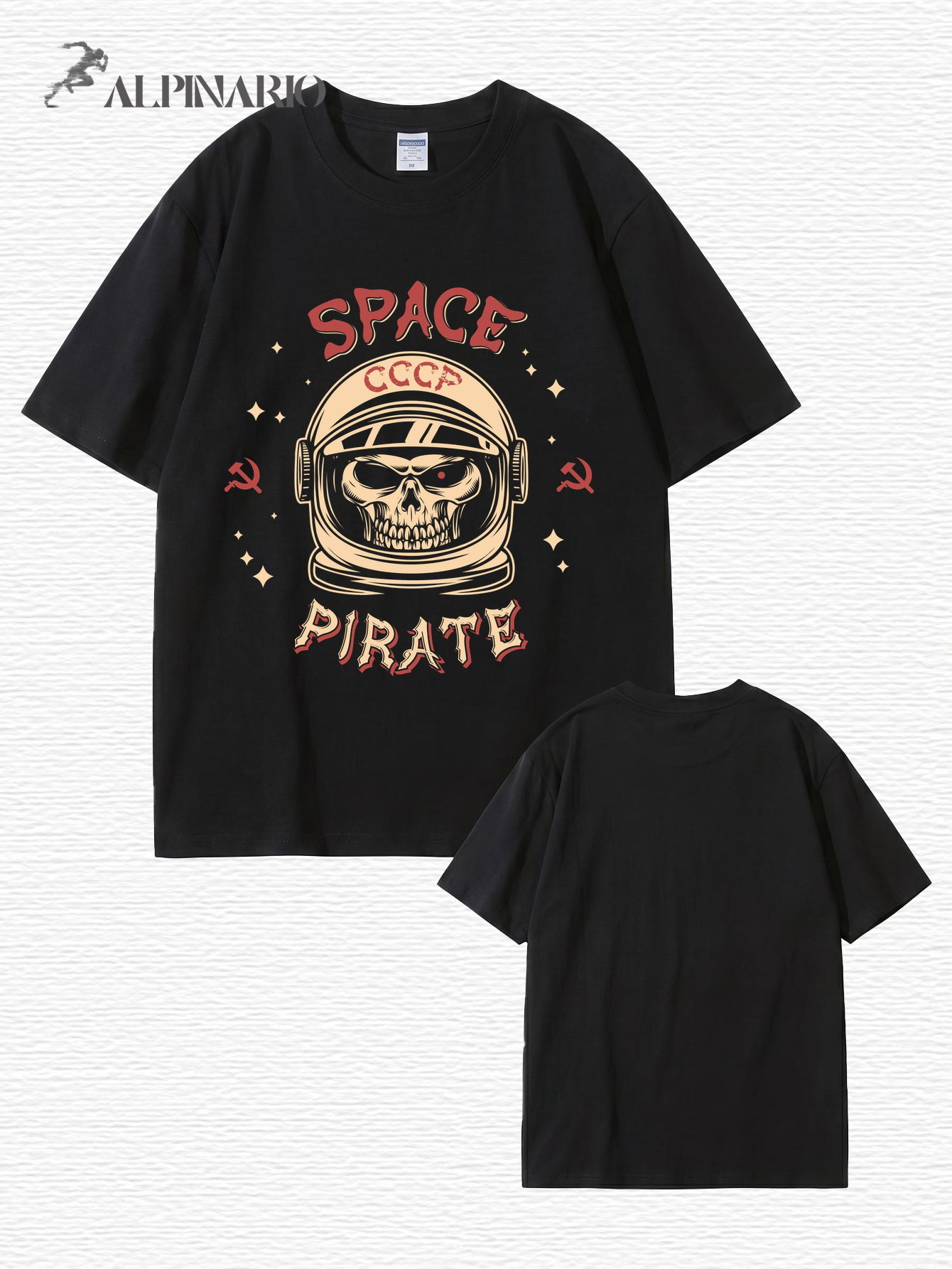Space Pirate CCCP Skull Graphic T-Shirt | Retro Soviet Astronaut Print