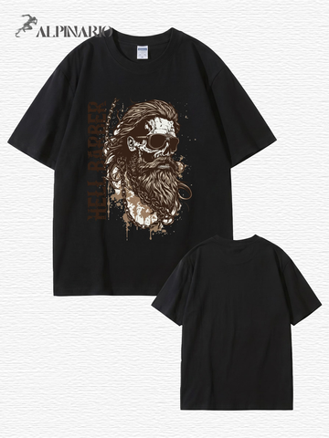 Hell Barber Skull Graphic Men's Premium Cotton T-Shirt
