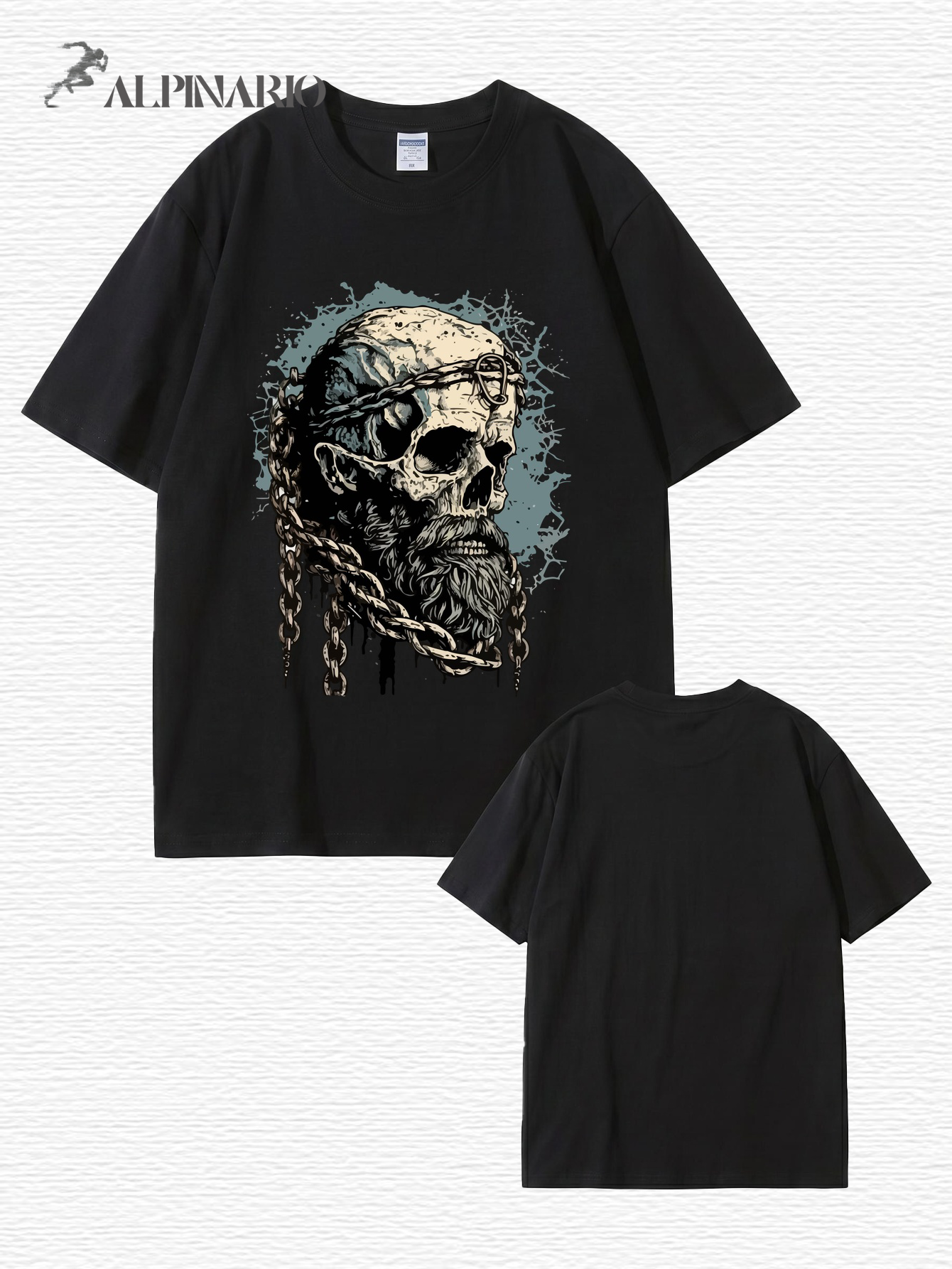 Viking Skull Chains Graphic T-Shirt - Premium 200gsm Cotton Streetwear