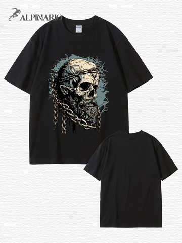 Viking Skull Chains Graphic T-Shirt - Premium 200gsm Cotton Streetwear