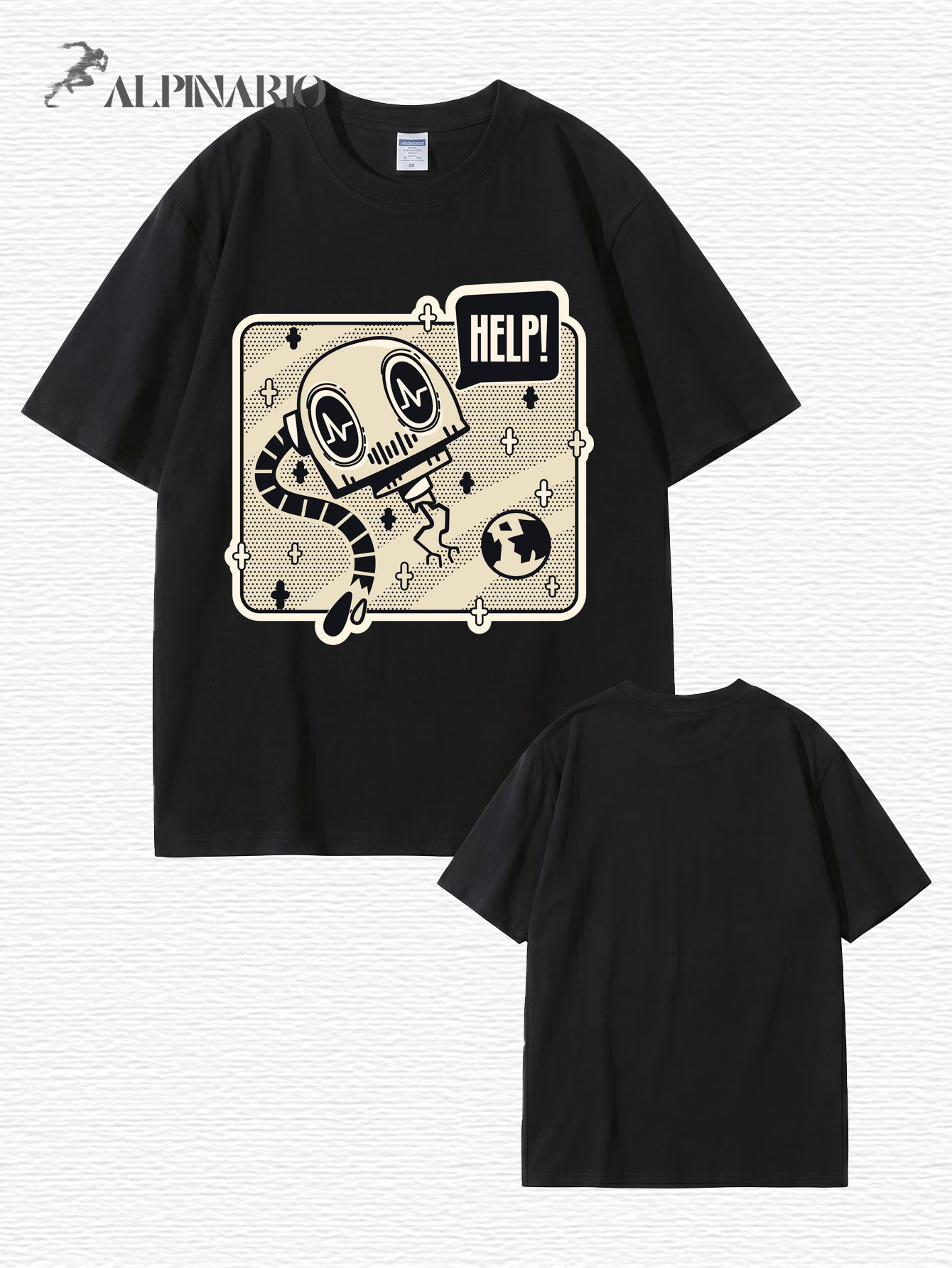 Help! Robot Graphic Print T-Shirt - Premium 200gsm Cotton Streetwear