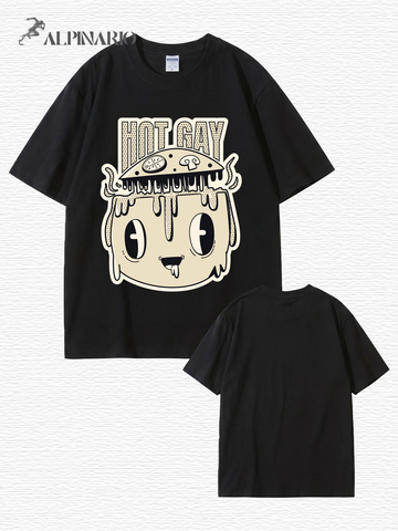 HOT GAY Pizza Graphic Print T-Shirt, Premium 200gsm Cotton Streetwear Tee