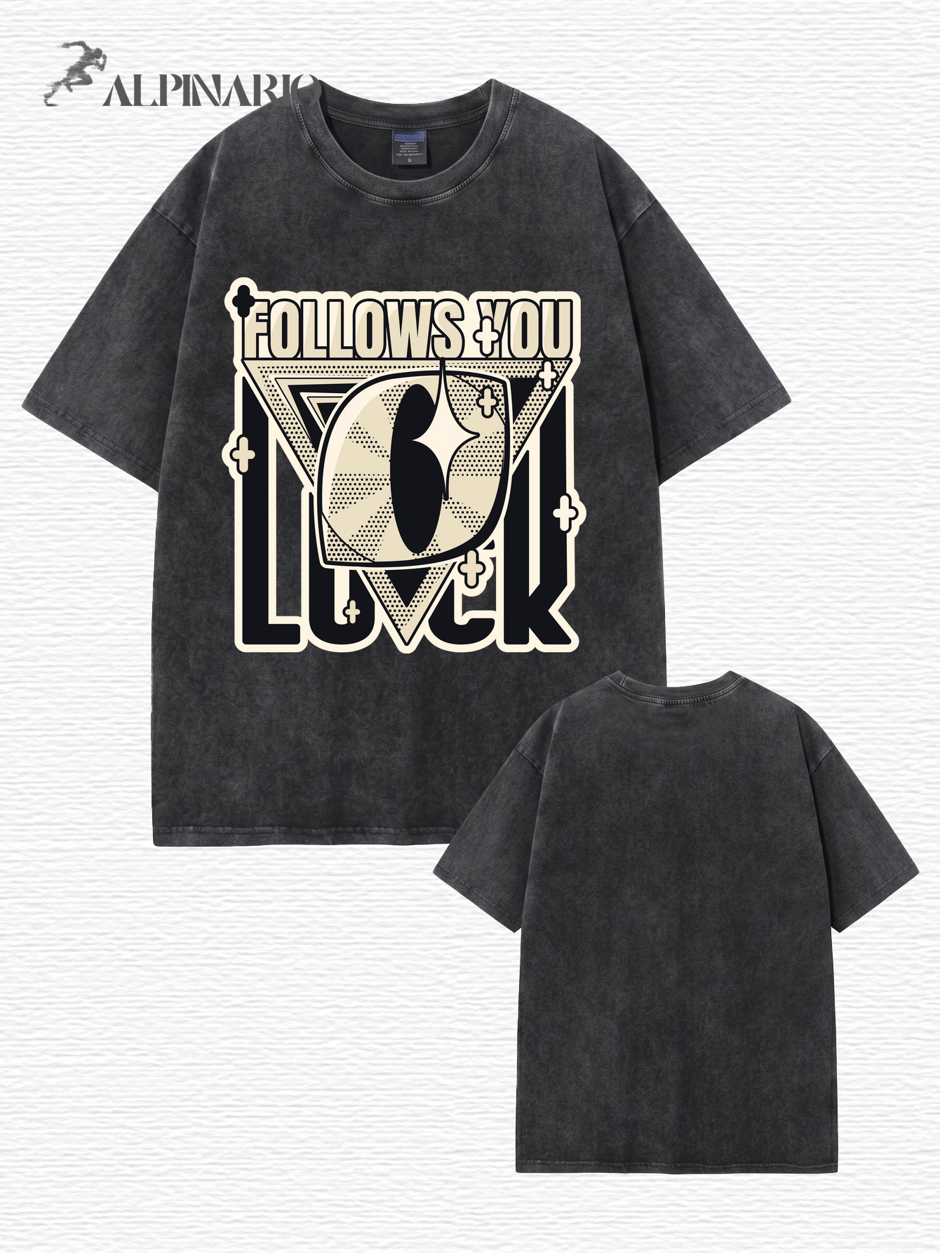 Vintage Washed Oversized T-Shirt - 'Follows You' Graphic Print