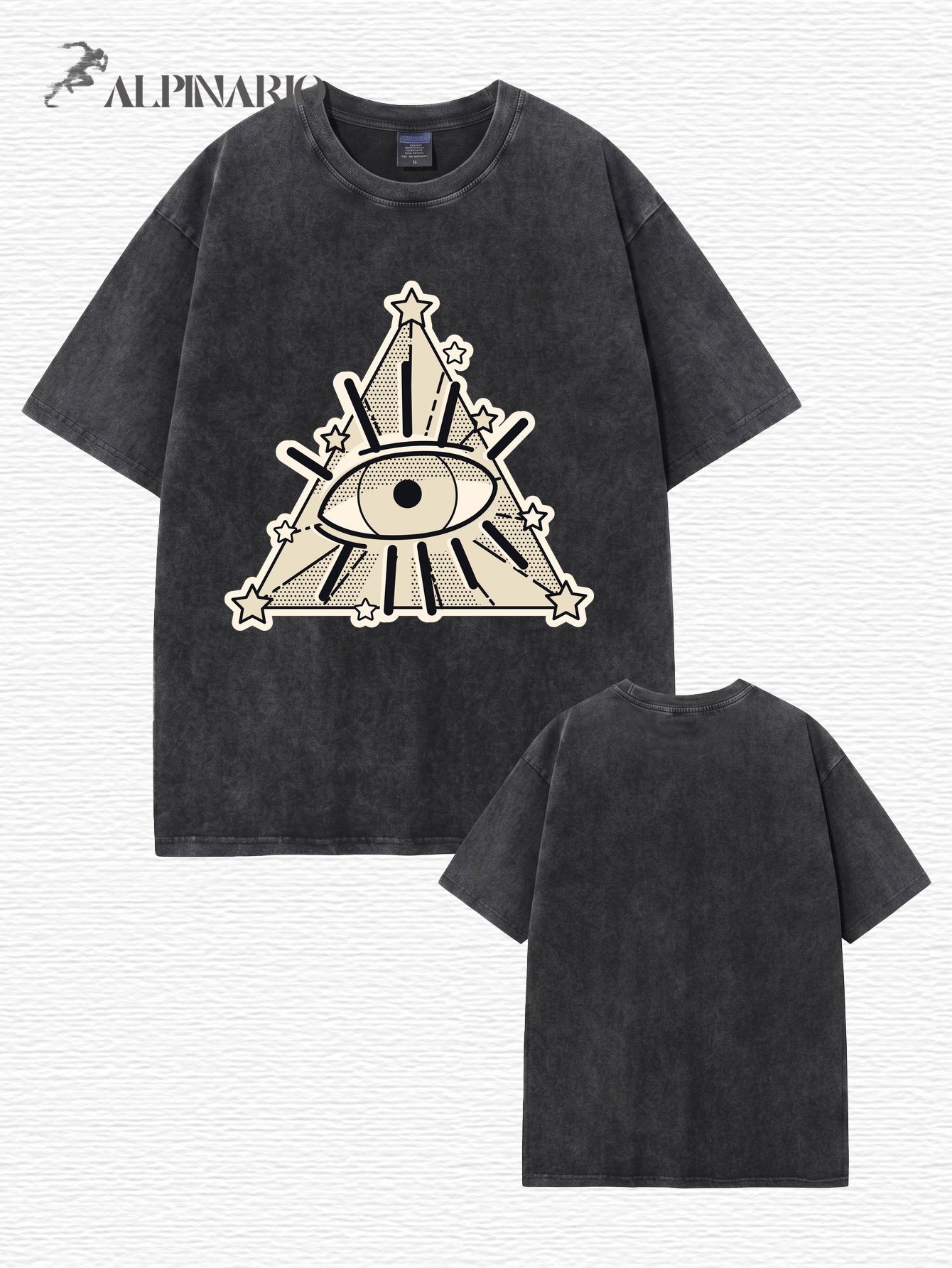 Vintage Washed All-Seeing Eye Graphic T-Shirt - Premium 300GSM Cotton