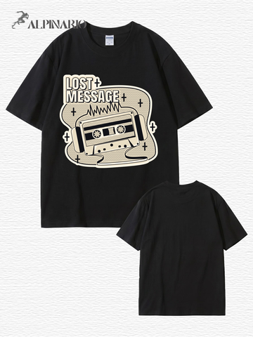 Lost Message Cassette Tape Graphic Print Unisex Oversized Cotton T-Shirt