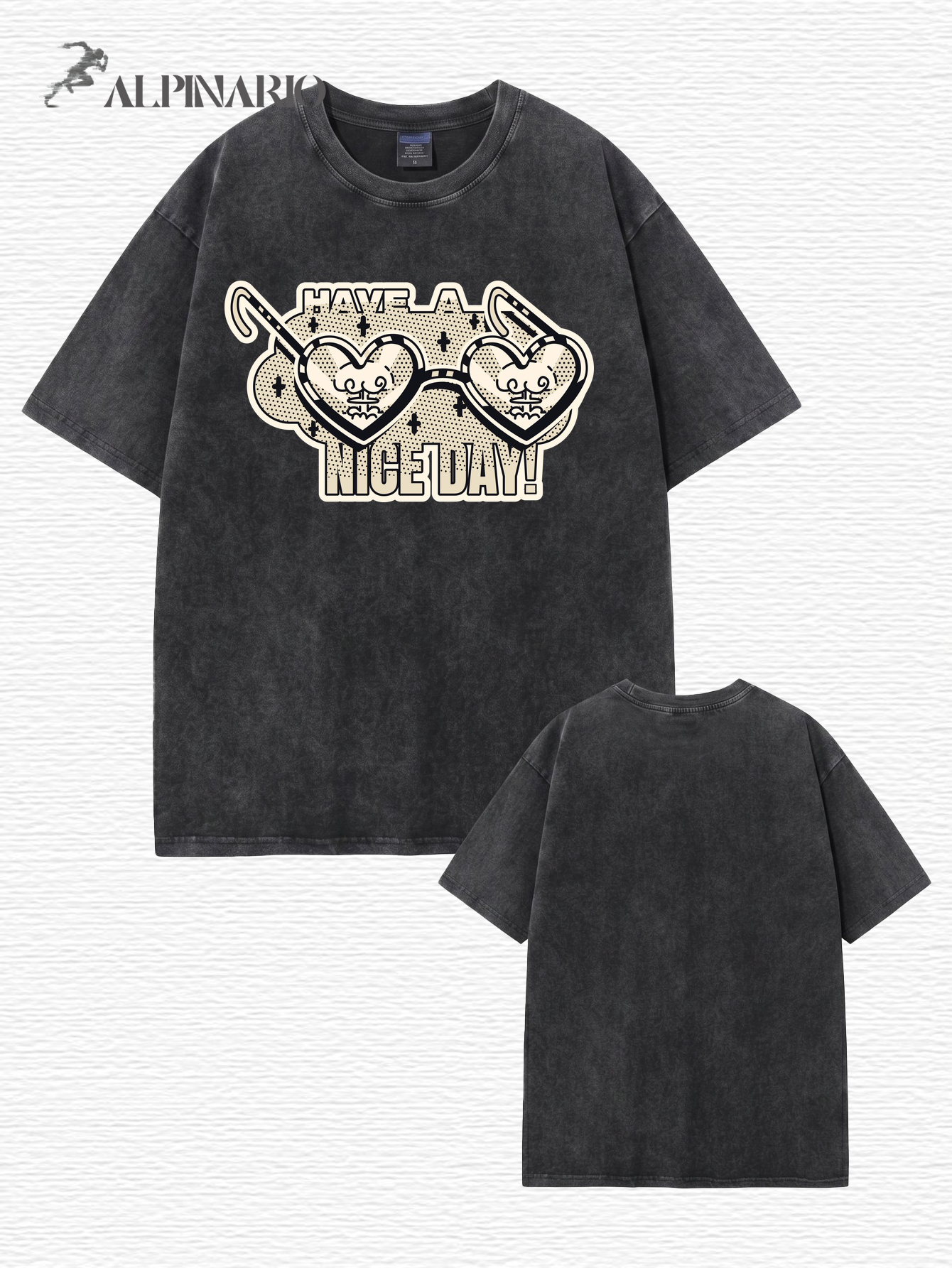 Vintage Washed Graphic T-Shirt - Have A Nice Day Heart Sunglasses Print