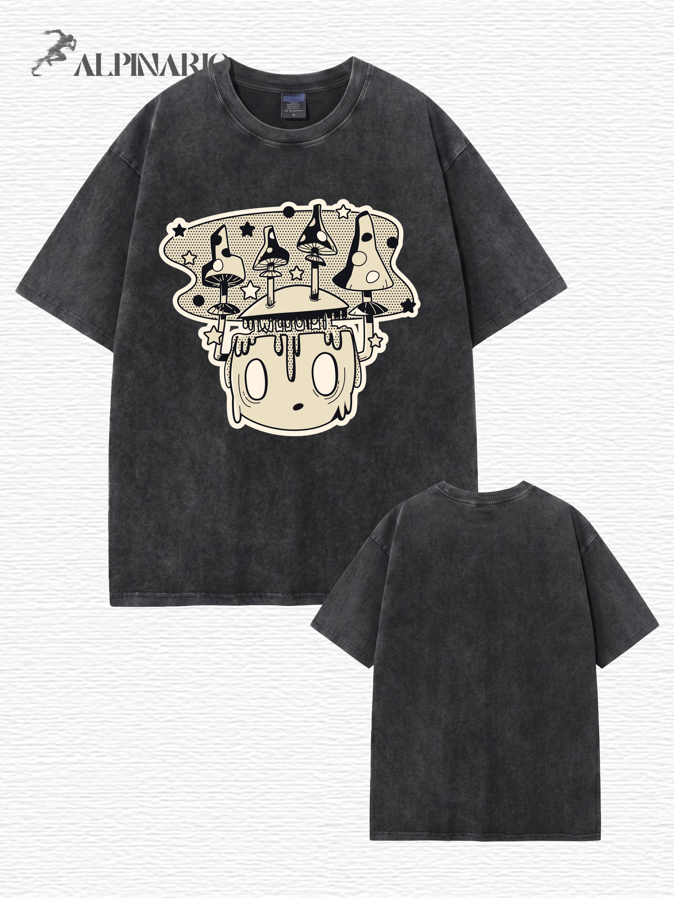 Vintage Washed Mushroom Graphic T-Shirt | Streetwear Oversized Cotton Tee