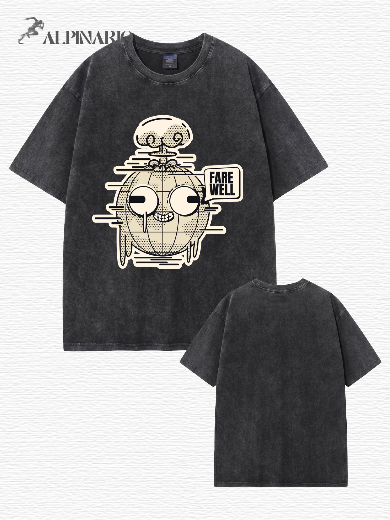 Vintage Washed Graphic T-Shirt - Farewell Earth Mushroom Cloud Print