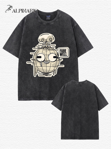 Vintage Washed Graphic T-Shirt - Farewell Earth Mushroom Cloud Print