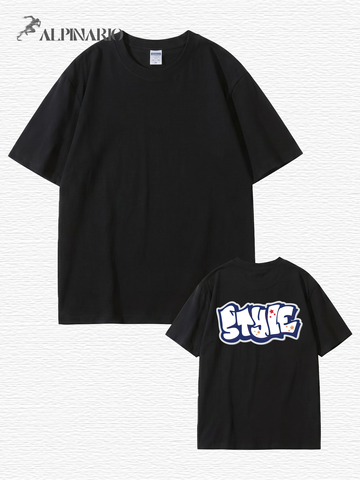 Unisex Streetwear Graffiti STYLE Print Cotton T-Shirt