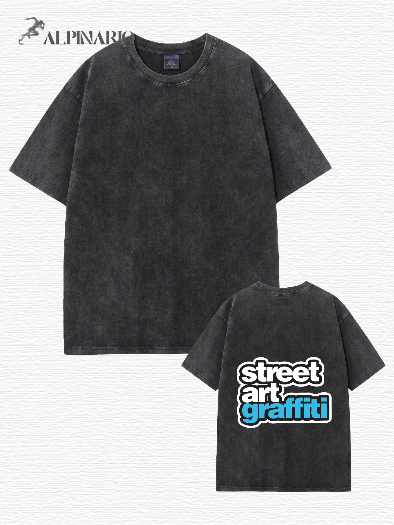 Vintage Washed Cotton Oversized T-Shirt - Street Art Graffiti Print