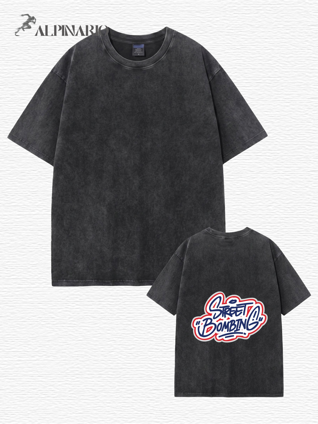 Vintage Washed Oversized T-Shirt - Street Bombing Graffiti Print