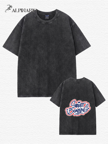 Vintage Washed Oversized T-Shirt - Street Bombing Graffiti Print