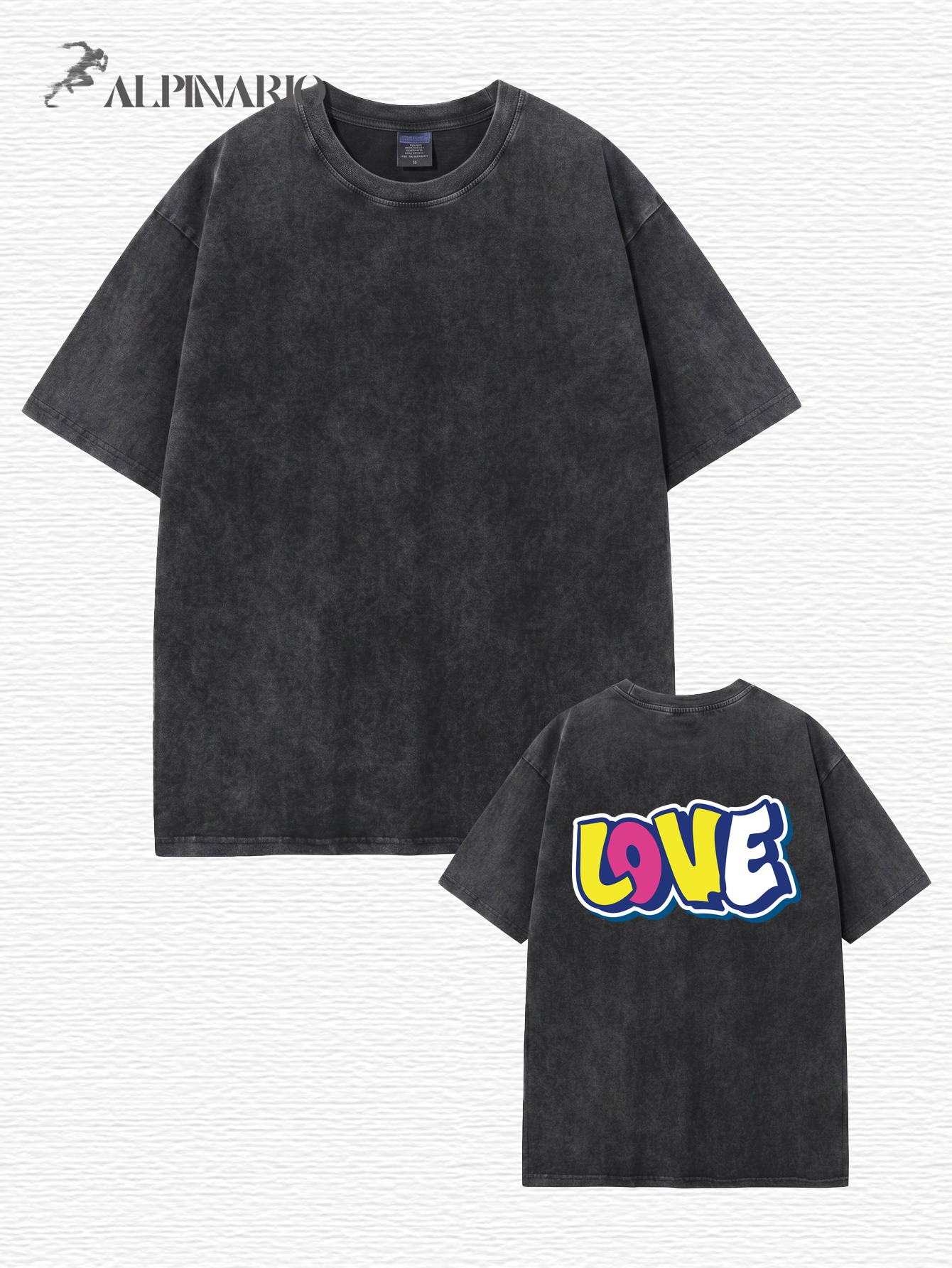 Vintage Wash LOVE Graphic Print Heavyweight Cotton Oversized T-Shirt