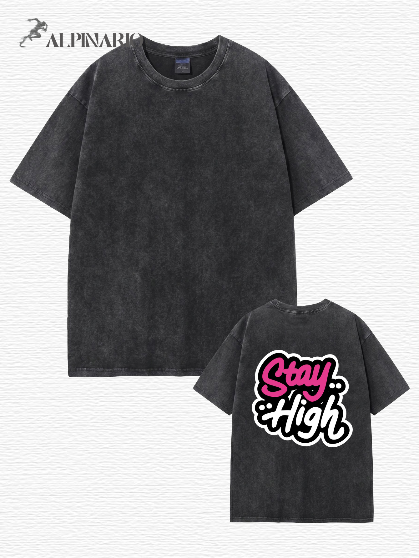 Stay High Retro Washed Graphic T-Shirt - Premium Heavyweight Cotton