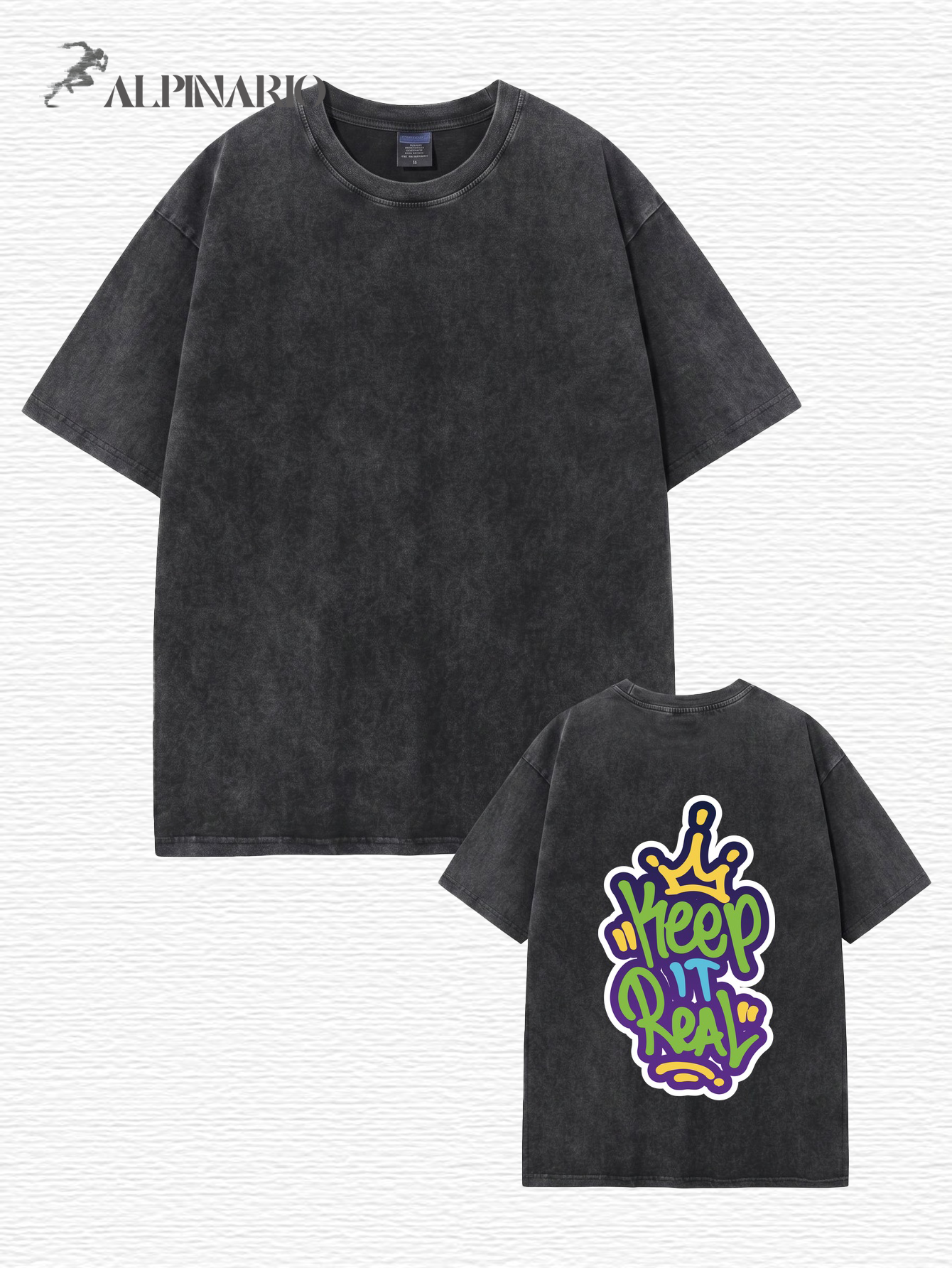 Keep It Real Graffiti Graphic T-Shirt | Retro Acid Wash Cotton Tee