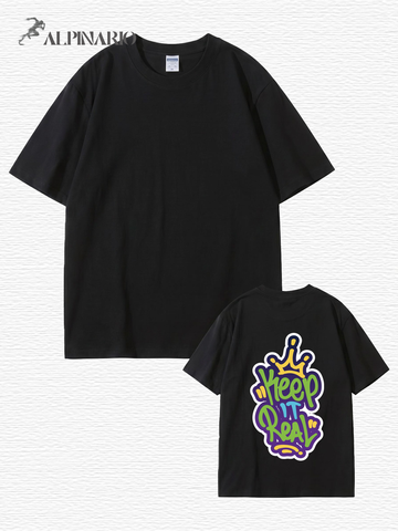 Keep It Real Crown Graffiti Graphic T-Shirt | Streetwear Cotton Tee