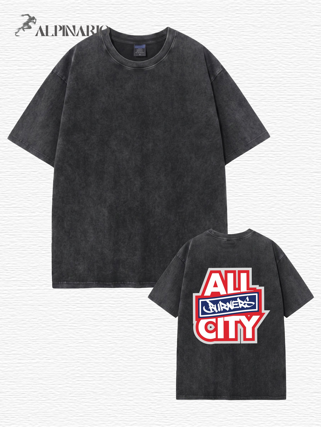 ALL CITY BURNERS Vintage Washed Heavyweight Graphic T-Shirt